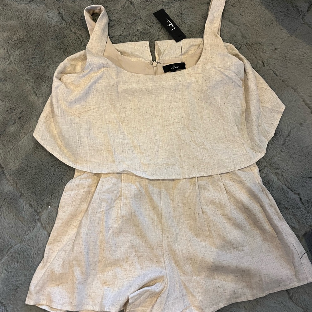 Lulu's Beige Sleeveless Jumpsuit